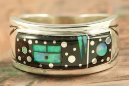Calvin Begay Night Sky Design Sterling Silver Navajo Ring